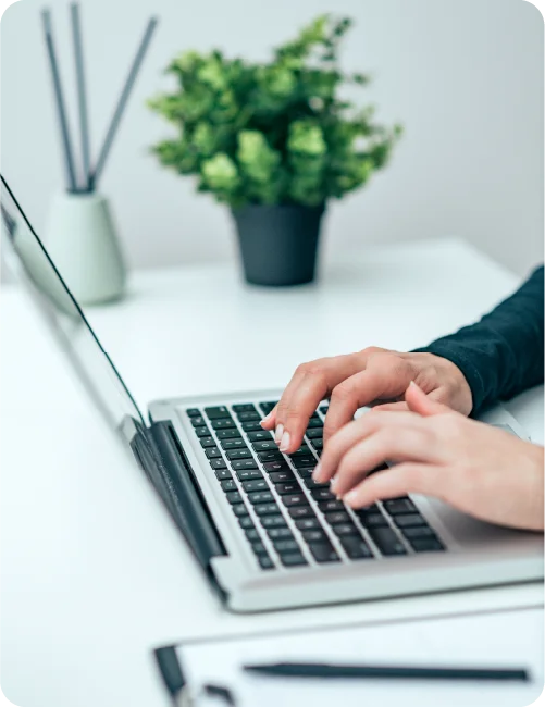 Laptop being used at a desk in a medical centre